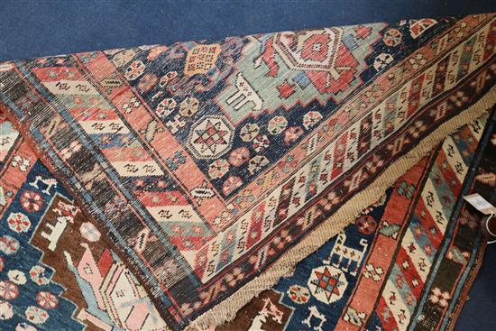 A Shirvan blue ground runner, c.1900, 15ft 6in by 3ft 7in.